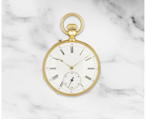 Montre de gousset à cadran ouvert en or jaune 18K (750) remontoir au pendantAn 18K gold keyless wind open face pocket watch D