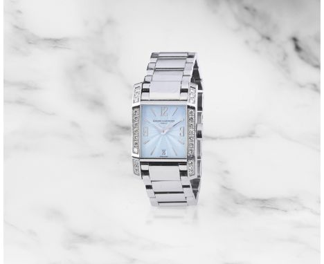 Baume &amp; Mercier. Montre bracelet de dame en acier sertie de diamants mouvement quartzBaume &amp; Mercier. A lady's stainl