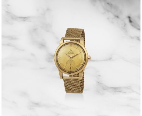 Omega. Montre bracelet en or jaune 18K (750) mouvement automatique à bumperOmega. An 18K gold bumper automatic bracelet watch
