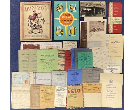 Kent Local Interest Collection of Items includes Cricket Club Membership Cards (Ashford), Football Club (Ashford) Season 1953
