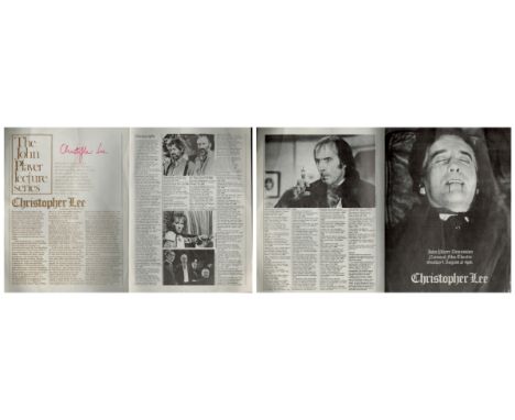 Christopher Lee signed Leaflet 'The Player Discussion' National Film Theatre. Good condition. All autographs are genuine hand