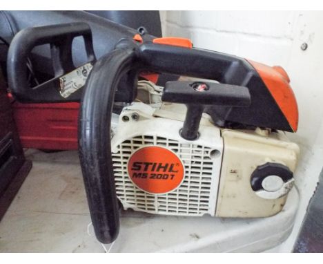 A Stihl MS200T petrol engine chain saw 