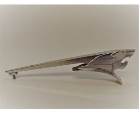 A vintage chrome car mascot modelled as a roaring lion 30cms long