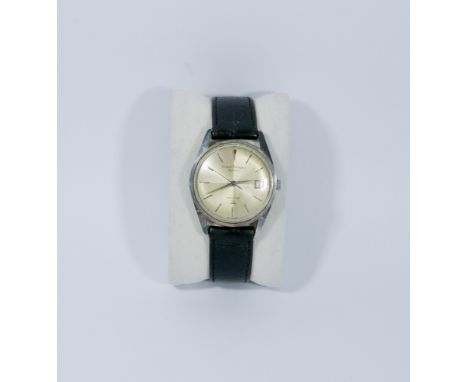 Gents Girard Perregaux vintage Giromatic wristwatch on black leather strap