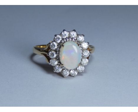 14k opal cluster dress ring, ring size O