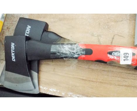 A large log splitting axe and a smaller axe 