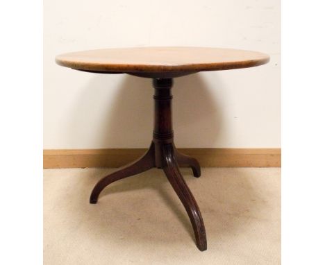 Georgian circular mahogany occasional table on gun barrel pillar and tripod base 32" diameter 