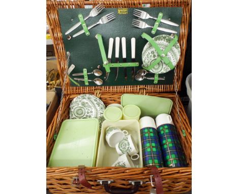 A Brexton wicker basket picnic hamper with contents 