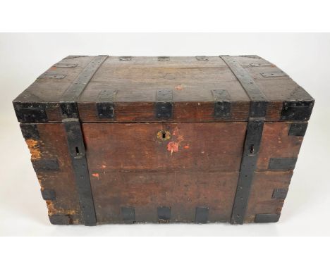 SILVER TRUNK, 98cm W x 60cm D x 61cm H, 19th century oak, iron strapped. 