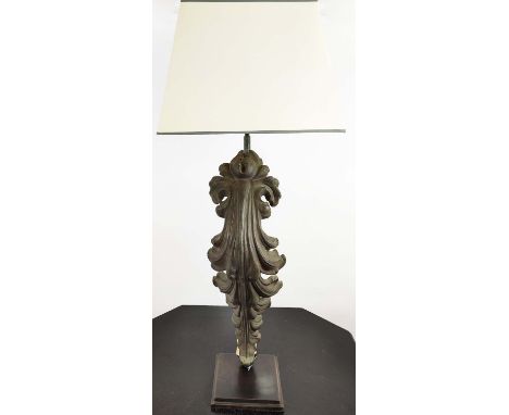 EICHHOLTZ LEAF TABLE LAMP, 107cm H with a shade on a square plinth base. 