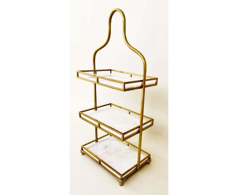 ETAGERE, 1960's French style, 85cm high, 41cm wide, 25cm deep, three-tier form, marble and gilt metal. 