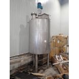 Stainless Steel Tank, approx. 48 in. dia. x 6 ft., bottom discharge w/ agitator