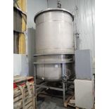 Stainless Steel Tank, approx. 80 in. dia. x 10 ft., bottom discharge