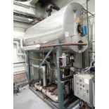 Deaerator System w/ tank, approx. 50 in. dia. x 8 ft., (2) Grundfos CR8 pumps, 7.5 hp ea., skid-
