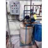 Poly Water-Treatment Tank, approx. 50 in. dia. x 34 in. c/w control panel, 1/4 hp agitator and 1/3