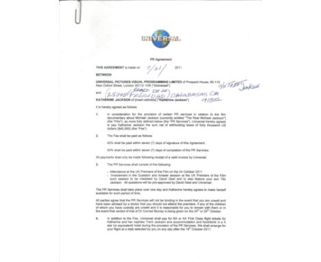 Signed contract collection. From the estate of David Gest. Contracts are for his documentary on Michael Jackson. Includes con