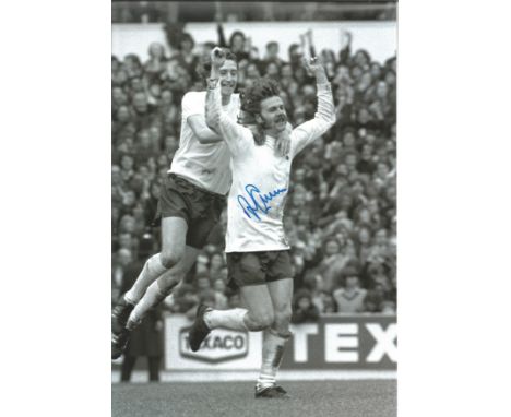 ALFIE CONN 1975, football autographed 12 x 8 photo, a superb image depicting Conn celebrating with team mate Terry Naylor aft