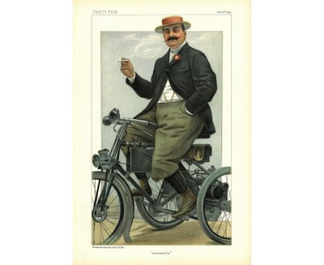 Comte De Dion Automobile Vanity Fair Print. Dated 12. 10. 1899. Good Condition. All autographed items are genuine hand signed