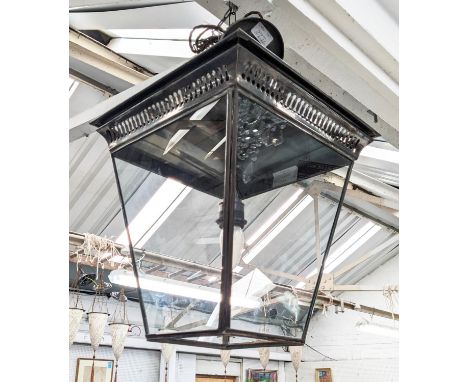 LIMEHOUSE LAMP COMPANY PAGODA PENDANT LANTERN, with chain and ceiling rose, 45cm drop minus chain and rose. 