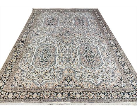 FINE PURE SILK TEHRAN DESIGN CARPET, 306cm x 213cm. 