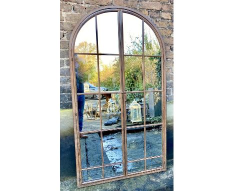 ARCHITECTURAL STYLE WALL MIRROR, 170cm H x 90cm W x, gated design, metal frame. 