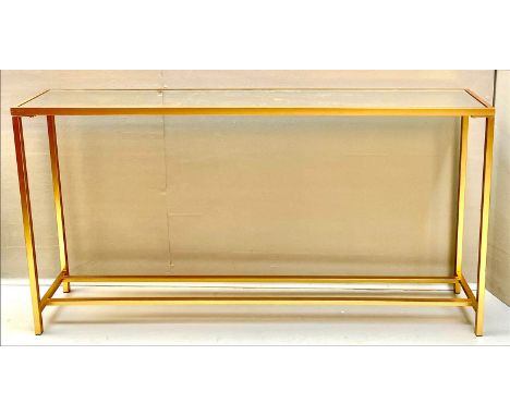 MAISON JANSEN STYLE CONSOLE TABLE, 79cm H x 152cm W x 25cm D, Maison Jansen style, mirrored glass top, gilt metal frame 