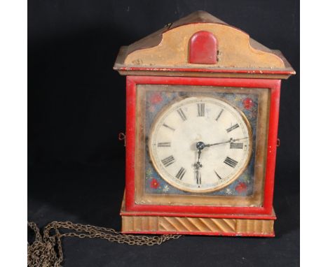 Late 19th/early 20th century Swiss Cuckoo clock, of architectural form, with painted Roman dial, 30cm.   CONDITION REPORT:  G