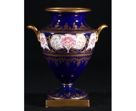 Early 20th century Wedgwood gilt enamel urn shaped vase, lacks cover, 17cm h