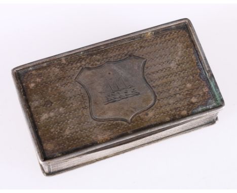 Victorian silver snuff box, relating to the Liverpool Corporation, maker Francis Clark, of rectangular form, the hinged silve