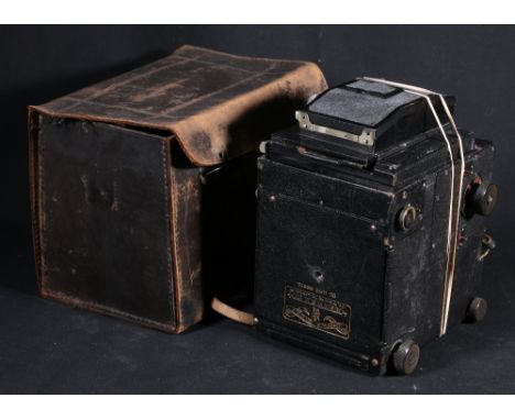 Adams model A De Luxe Minex camera, no.8130, with leather case and a tripod stand.   CONDITION REPORT:  Maker on lens is TESS