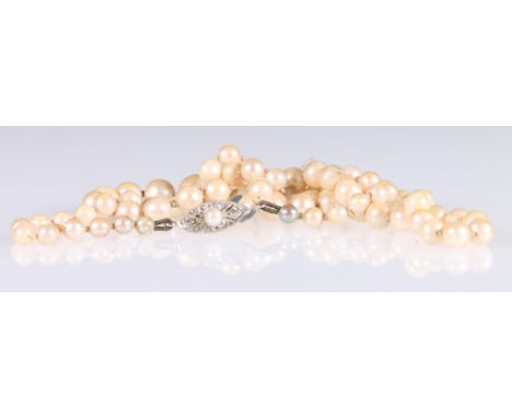 Pearl single strand necklace with 9ct white gold clasp, 24cm   CONDITION REPORT:  We cannot guarantee that these are natural 