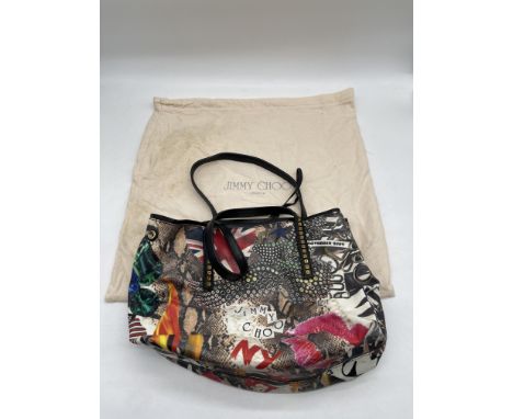 Jimmy Choo Limited Edition Glazed Canvas Project PEP Tote Bag. 
No further descriptions, photographs, or condition reports ar