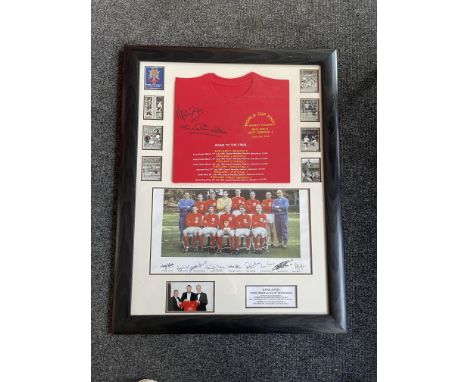 England World Cup 1966 Road To The Final Shirt with Signatures of Nine 1966 World Cup Winners. Framed and Glazed, with COA. 
