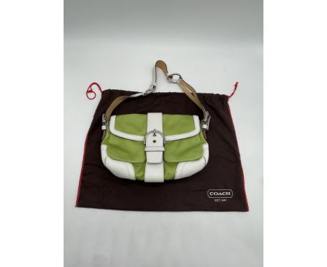 Coach Soho Lime Green and White Leather Shoulder Handbag. 
No further descriptions, photographs, or condition reports are ava