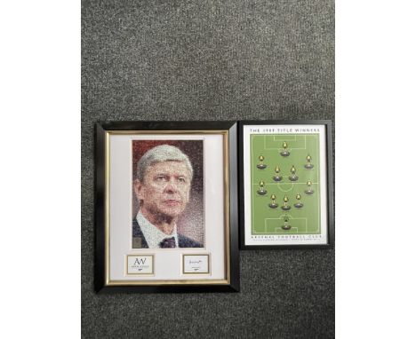 Framed and Signed Arsene Wenger - Arsenal Mosaic Statue Print, along with The 1989 Title Winners Arsenal Football Club 26.05.