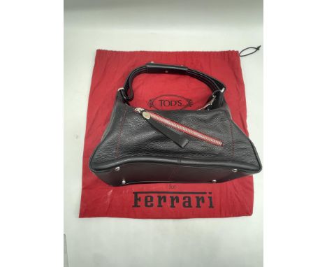 Tod's Micky Ferrari Suede Leather Black Red Handbag. 
No further descriptions, photographs, or condition reports are availabl