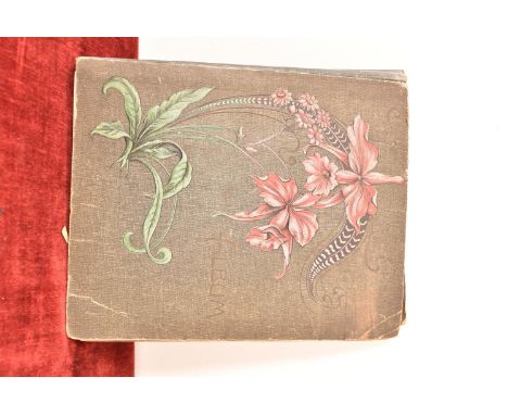A collection of vintage postcards in an album book, with some postcards dating to 1938. H=3, W=28, D=23.5cm