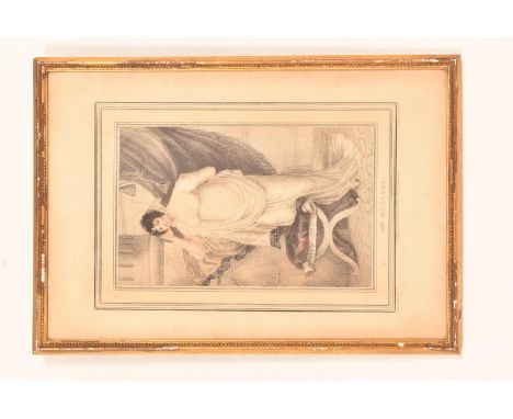 A Mrs Mullens print of a full length female portrait, 1807. Framed and glazed. H=42, W=29cm