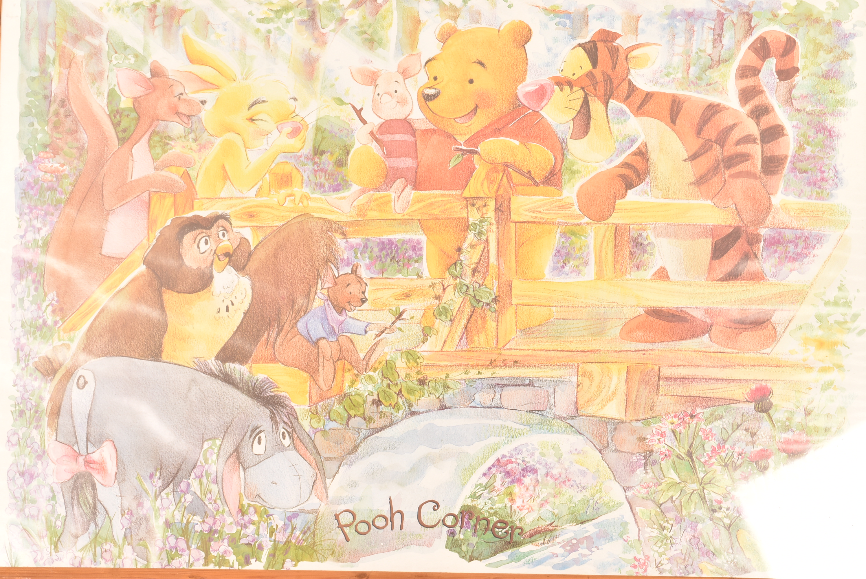 A large print of a watercolour illustration of 'Pooh Corner' from ...