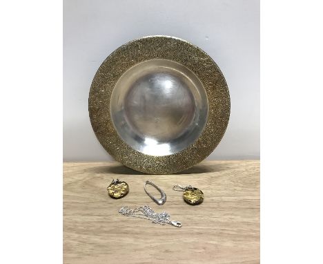 HALLMARKED SILVER DISH AND OTHER ITEM