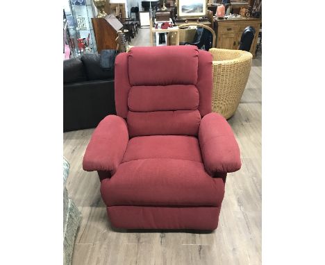 RED FABRIC MANUAL RECLINING CHAIR