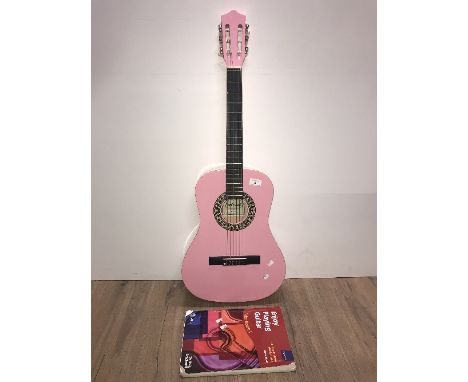 PINK ACOUSTIC GUITAR AND TUTOR BOOK