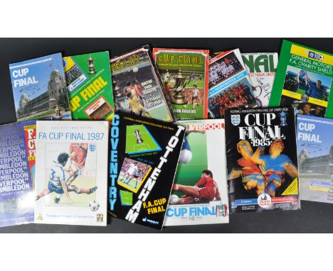 Football programmes from FA cup Finals, mainly from the 1980's to comprise of the 1980 final between Arsenal and West Ham Uni