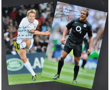 Johnny Wilkinson - England Rugby Fly Half - Two signed 8x12" photos of Johnny Wilkinson both signed in black ink