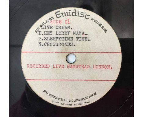 CREAM - LIVE CREAM LP (EMIDISC ACETATE RECORDING WITH ADDITIONAL TRACKS TO COMMERCIAL RELEASE). Fantastic Cream collectors' i