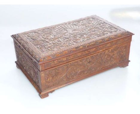 Carved wood trinket box