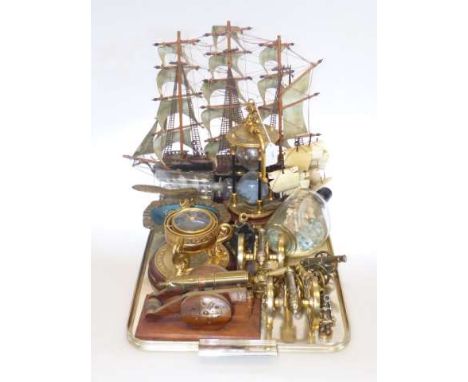 Model ships, model canons, gimbal style clock, nut cracker, etc