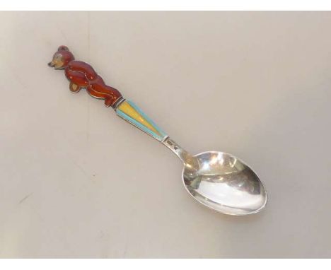 Silver and enamel novelty spoon, possibly Russian