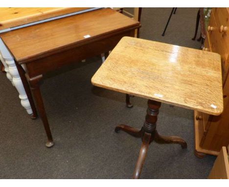 19th Century mahogany fold top tea table on pad feet and 19th Century oak occasional table on pedestal tripod base (2)