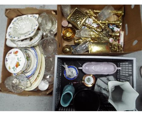 A good mixed lot to include brass candle sticks, bells, cigarette box and similar, also included in the lot is a collection o